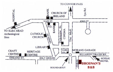Brosnan's Accommodation Location Map